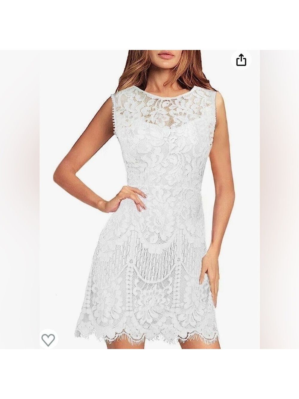 Mslg Round Neck V-Back Wedding Guest Floral Lace A Line Dress NEW
